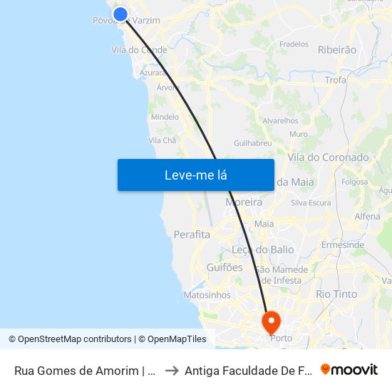 Rua Gomes de Amorim | Esc. Rocha Peixoto (Póvoa de Varzim) to Antiga Faculdade De Farmácia Da Universidade Do Porto map