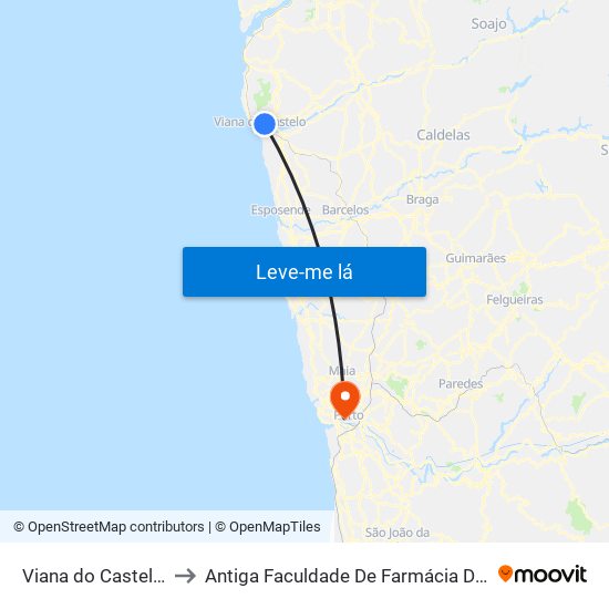 Viana do Castelo (Papanata) to Antiga Faculdade De Farmácia Da Universidade Do Porto map