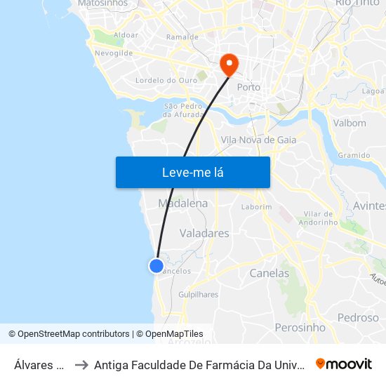 Álvares Cabral to Antiga Faculdade De Farmácia Da Universidade Do Porto map