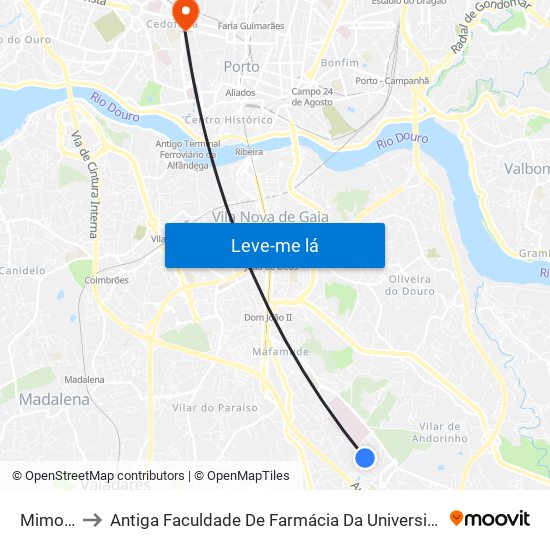 Mimosas to Antiga Faculdade De Farmácia Da Universidade Do Porto map