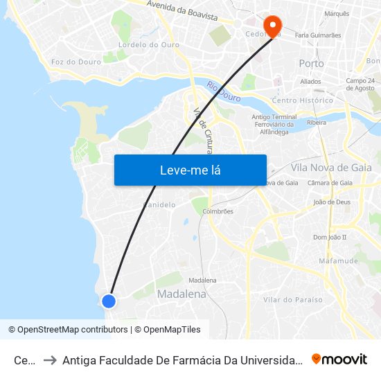 Cerro to Antiga Faculdade De Farmácia Da Universidade Do Porto map