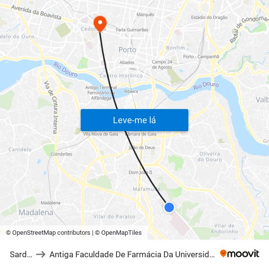 Sardoal to Antiga Faculdade De Farmácia Da Universidade Do Porto map