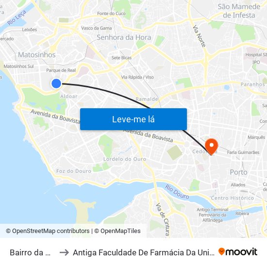 Bairro da Biquinha to Antiga Faculdade De Farmácia Da Universidade Do Porto map