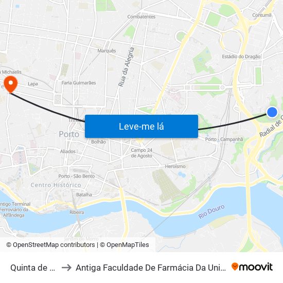 Quinta de Bonjóia to Antiga Faculdade De Farmácia Da Universidade Do Porto map