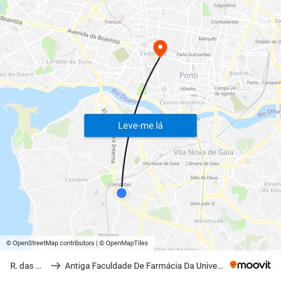 R. das Matas to Antiga Faculdade De Farmácia Da Universidade Do Porto map