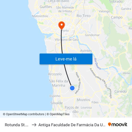 Rotunda St.º António to Antiga Faculdade De Farmácia Da Universidade Do Porto map