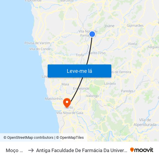 Moço Morto to Antiga Faculdade De Farmácia Da Universidade Do Porto map