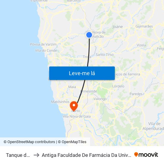 Tanque de Outiz to Antiga Faculdade De Farmácia Da Universidade Do Porto map