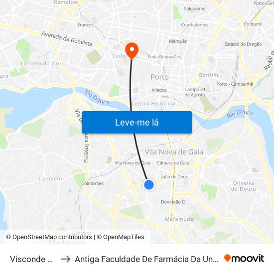 Visconde Devesas to Antiga Faculdade De Farmácia Da Universidade Do Porto map