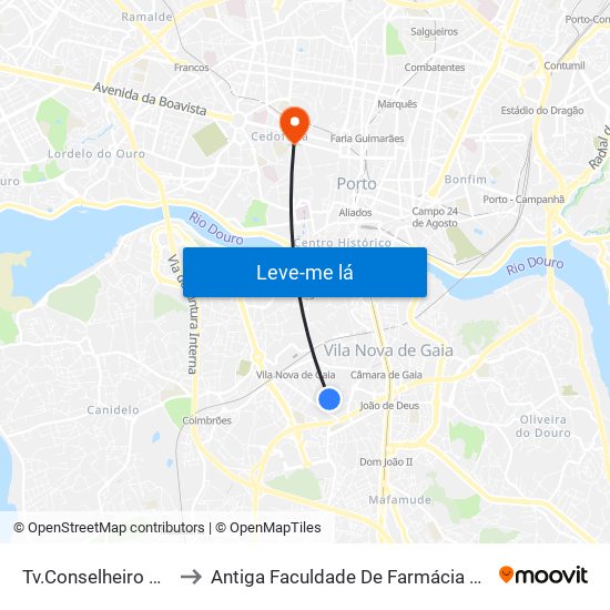 Tv.Conselheiro Veloso da Cruz to Antiga Faculdade De Farmácia Da Universidade Do Porto map