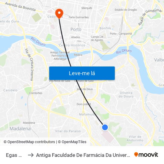Egas Moniz to Antiga Faculdade De Farmácia Da Universidade Do Porto map