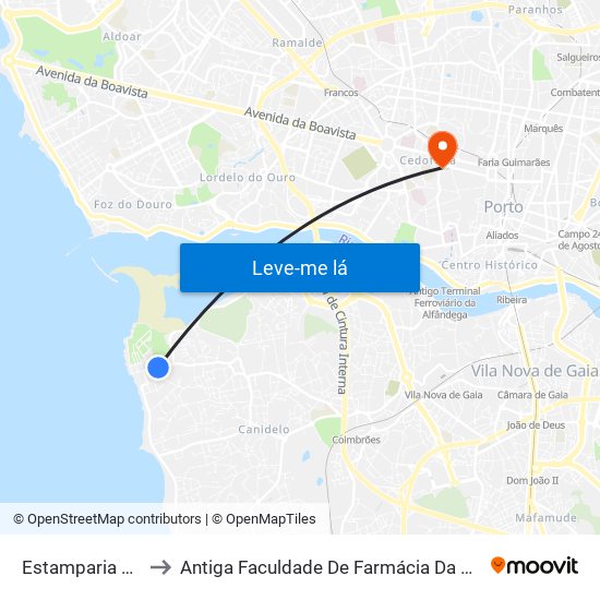 Estamparia Lavadores to Antiga Faculdade De Farmácia Da Universidade Do Porto map