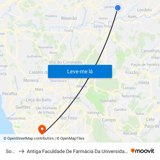 Souto to Antiga Faculdade De Farmácia Da Universidade Do Porto map