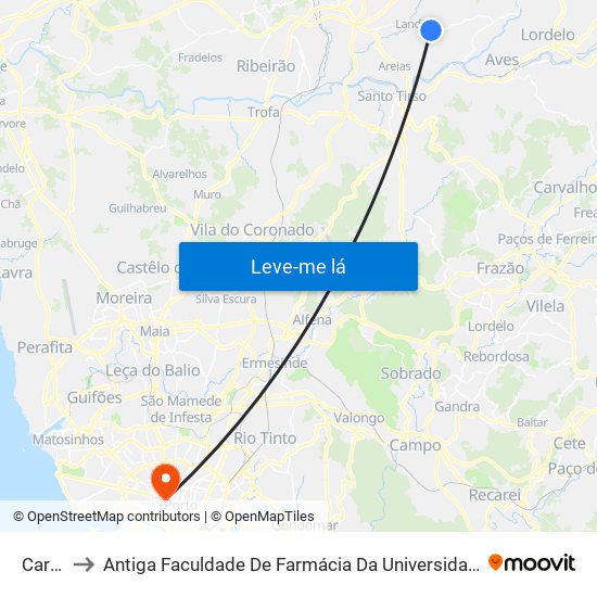 Cardal - Landim to Antiga Faculdade De Farmácia Da Universidade Do Porto map