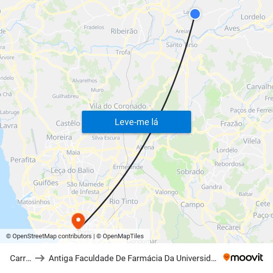 Carriça to Antiga Faculdade De Farmácia Da Universidade Do Porto map