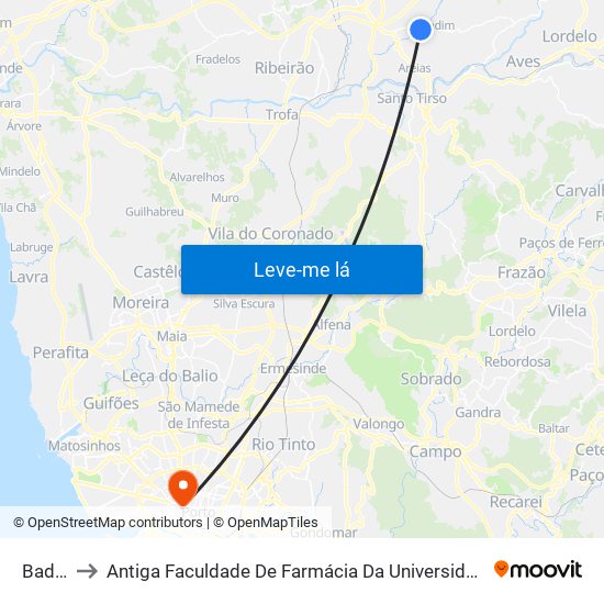 Badina to Antiga Faculdade De Farmácia Da Universidade Do Porto map