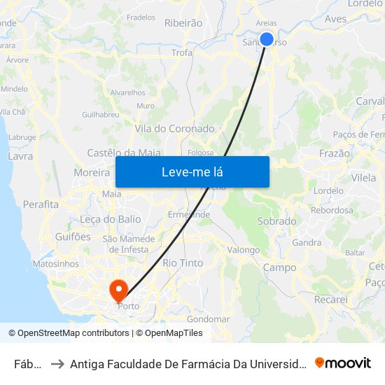 Fábrica to Antiga Faculdade De Farmácia Da Universidade Do Porto map