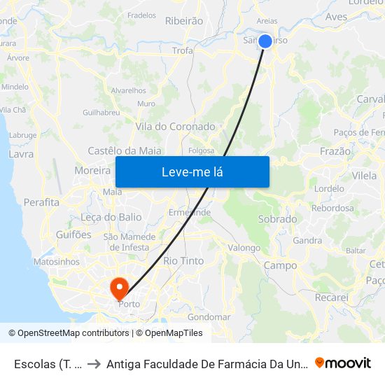 Escolas (T. Pelayo) to Antiga Faculdade De Farmácia Da Universidade Do Porto map