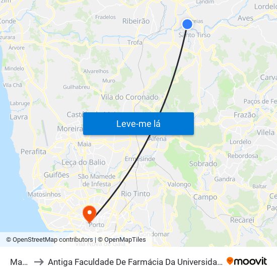 Matos to Antiga Faculdade De Farmácia Da Universidade Do Porto map