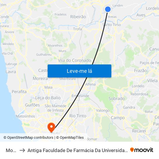 Monte to Antiga Faculdade De Farmácia Da Universidade Do Porto map