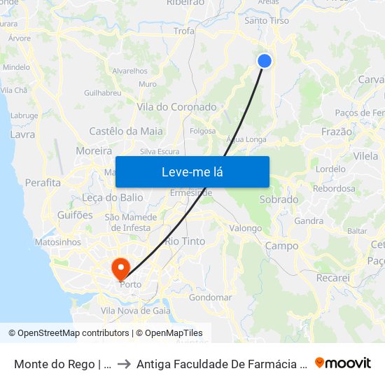 Monte do Rego | A. Figueiredo 2 to Antiga Faculdade De Farmácia Da Universidade Do Porto map