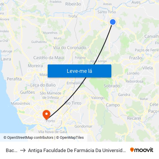 Bacelo to Antiga Faculdade De Farmácia Da Universidade Do Porto map