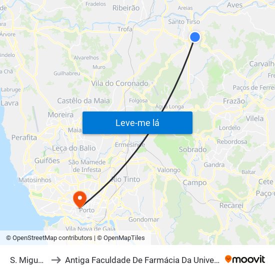 S. Miguel (JF) to Antiga Faculdade De Farmácia Da Universidade Do Porto map