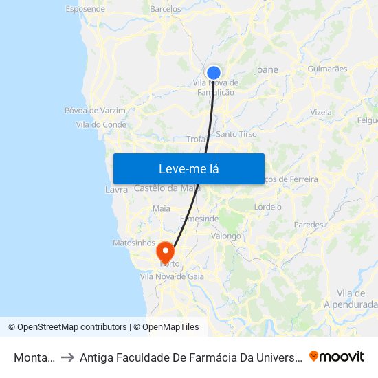 Montalvão to Antiga Faculdade De Farmácia Da Universidade Do Porto map