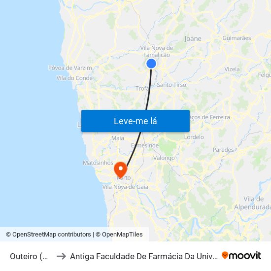 Outeiro (Escola) to Antiga Faculdade De Farmácia Da Universidade Do Porto map