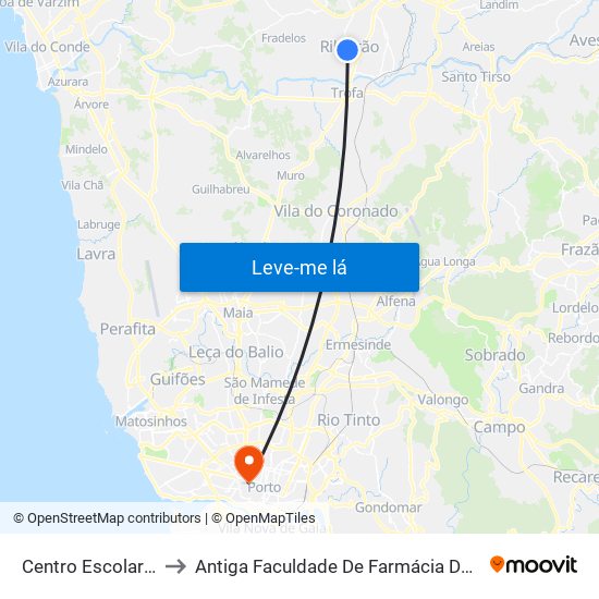 Centro Escolar to Antiga Faculdade De Farmácia Da Universidade Do Porto map