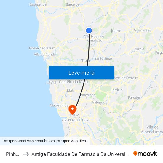 Pinheiral to Antiga Faculdade De Farmácia Da Universidade Do Porto map