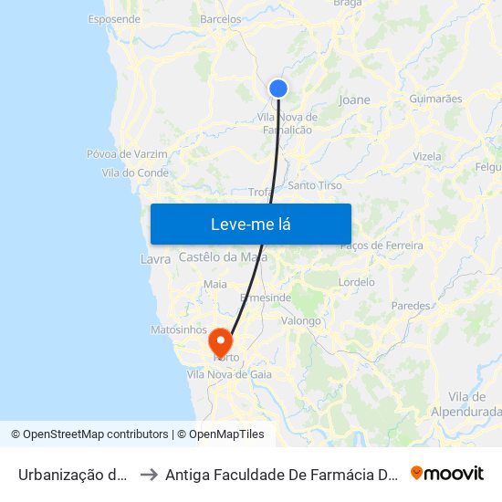 Urbanização de Vilar d'Este to Antiga Faculdade De Farmácia Da Universidade Do Porto map