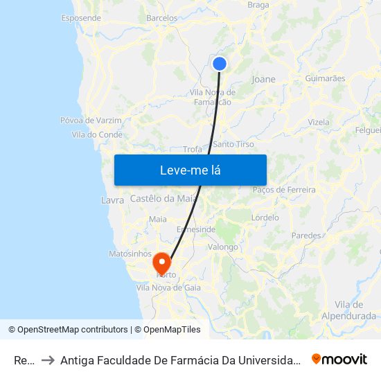 Rego to Antiga Faculdade De Farmácia Da Universidade Do Porto map