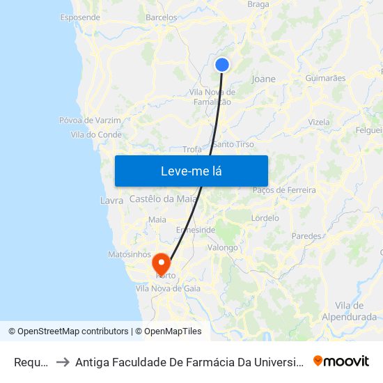 Requeixe to Antiga Faculdade De Farmácia Da Universidade Do Porto map