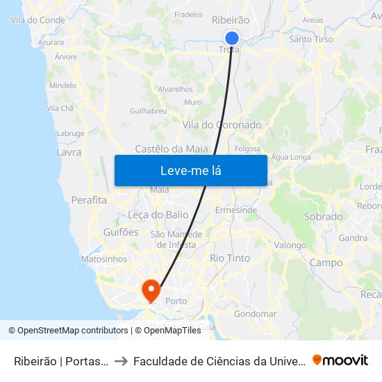 Ribeirão | Portas do Minho to Faculdade de Ciências da Universidade do Porto map