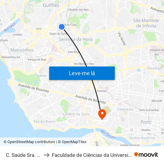 C. Saúde Sra. da Hora to Faculdade de Ciências da Universidade do Porto map