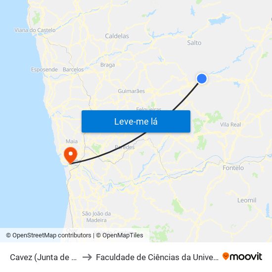 Cavez (Junta de Freguesia) to Faculdade de Ciências da Universidade do Porto map