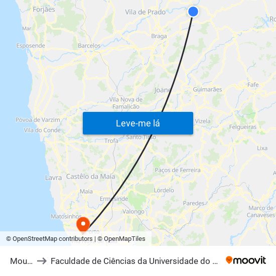 Moure to Faculdade de Ciências da Universidade do Porto map