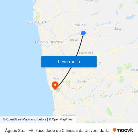 Águas Santas to Faculdade de Ciências da Universidade do Porto map