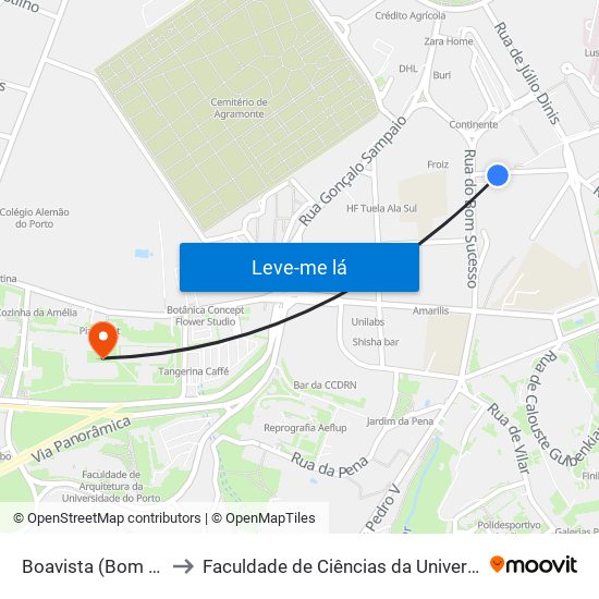 Boavista (Bom Sucesso) to Faculdade de Ciências da Universidade do Porto map