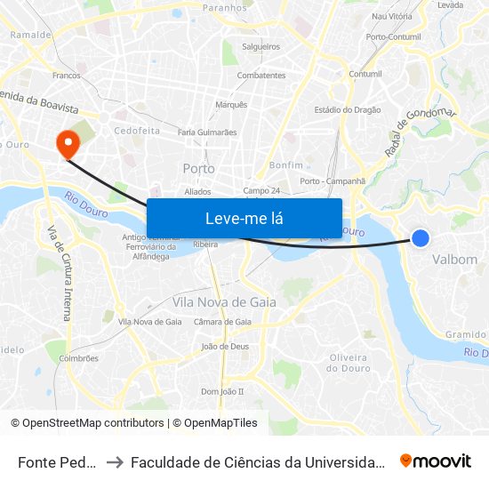 Fonte Pedrinha to Faculdade de Ciências da Universidade do Porto map