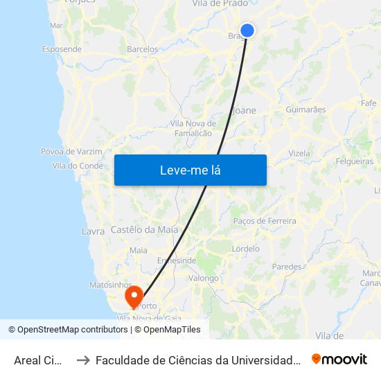 Areal Cima Iii to Faculdade de Ciências da Universidade do Porto map