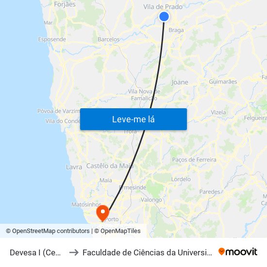 Devesa I (Cemitério) to Faculdade de Ciências da Universidade do Porto map