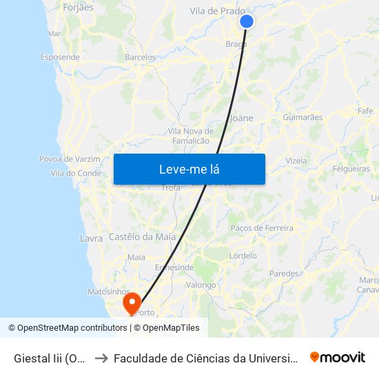 Giestal Iii (Outeiral) to Faculdade de Ciências da Universidade do Porto map