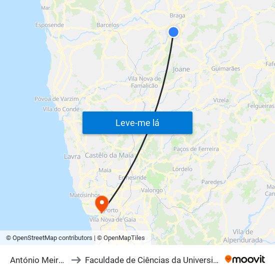 ANTÓNIO MEIRA BRAGA to Faculdade de Ciências da Universidade do Porto map