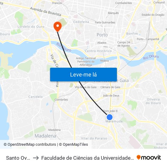 Santo Ovídio to Faculdade de Ciências da Universidade do Porto map