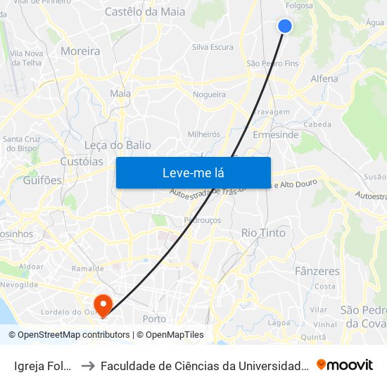 Igreja Folgosa to Faculdade de Ciências da Universidade do Porto map