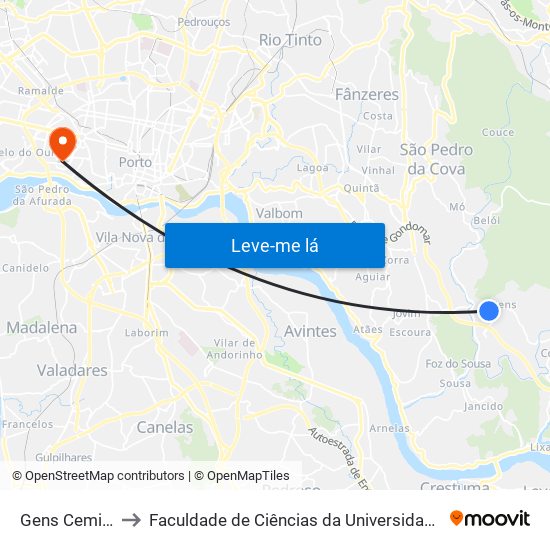 Gens Cemitério to Faculdade de Ciências da Universidade do Porto map