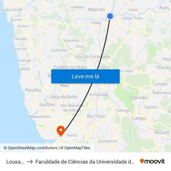 Lousado to Faculdade de Ciências da Universidade do Porto map