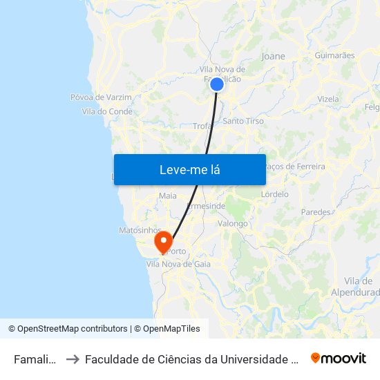 Famalicão to Faculdade de Ciências da Universidade do Porto map